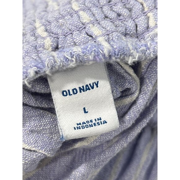 Old Navy Stripe Cami Jumpsuit Womens L Cropped Sleeveless Linen Blend - Picture 7 of 9